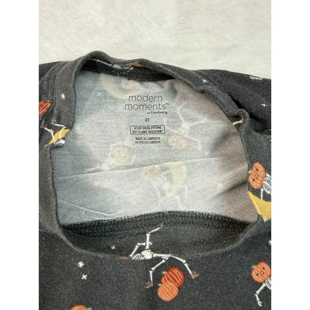 Gerber Modern Moments Pajama Set Size 4T Halloween Skeleton Pumpkin Light Weight